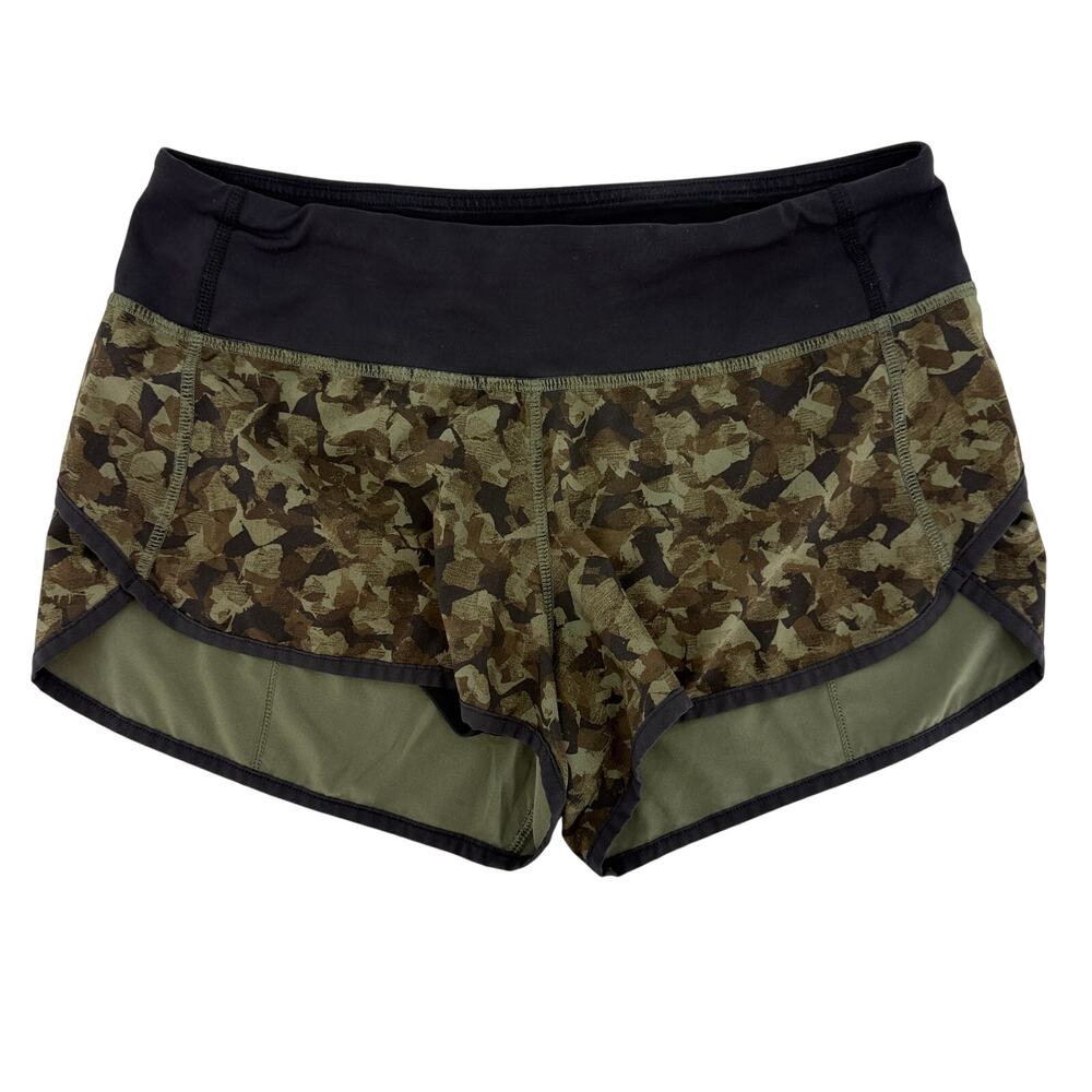 Lululemon Run Speed Shorts Mystic Jungle Fatigue Green Camo Size 4